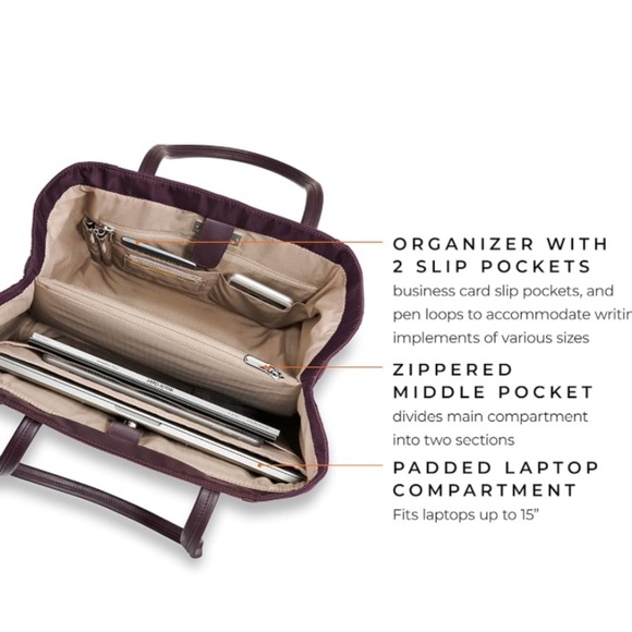 Briggs & Riley | Rhapsody Women's Burgundy / Plum Tote Bag - Picture 11 of 15